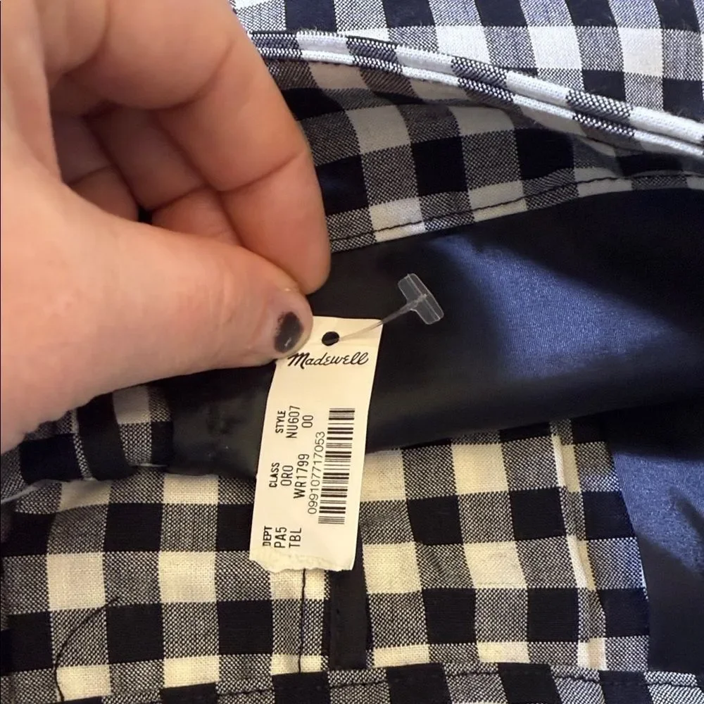 Madewell Gingham Mini Skort Size 00